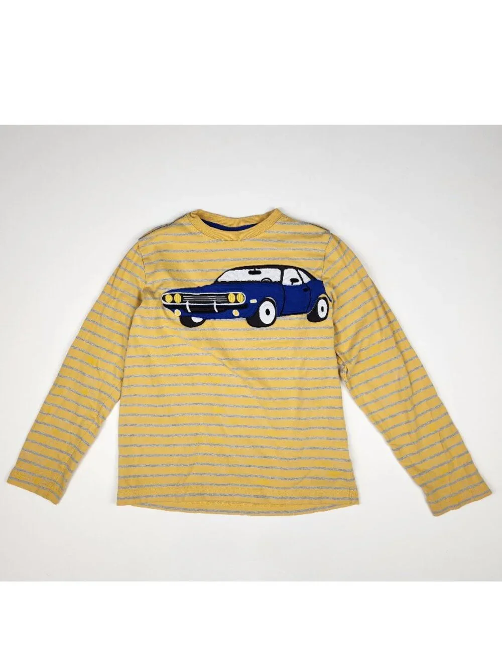 Hanna Andersson Car Applique Striped Long Sleeve Shirt sz 10 / 140 cm